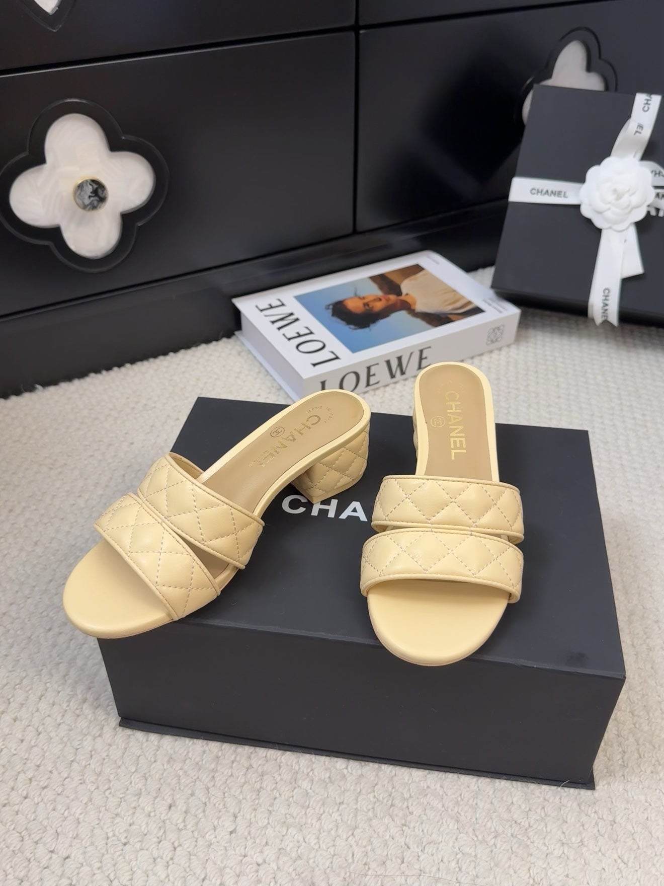 CC 25C Mule Sandal 45mm Open Heel Beige Lambskin 233493
