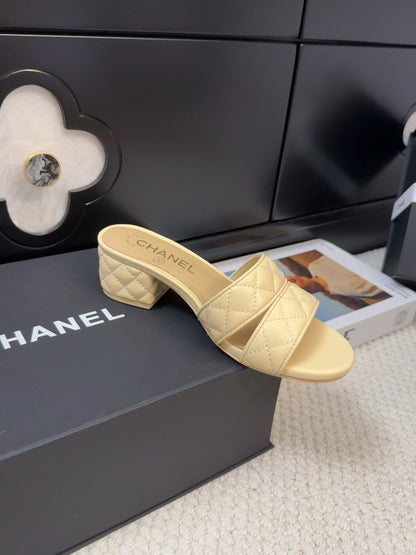 CC 25C Mule Sandal 45mm Open Heel Beige Lambskin 233493