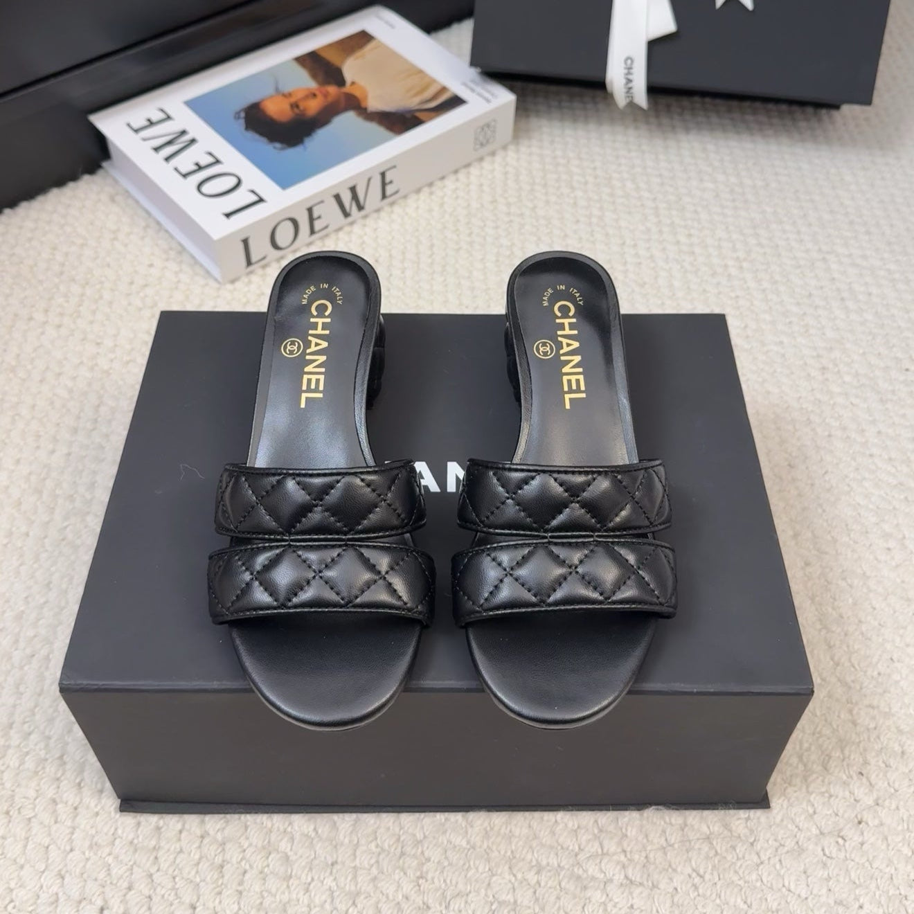 CC 25C Mule Sandal 45mm Open Heel Black Lambskin 233496