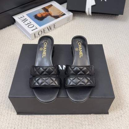 CC 25C Mule Sandal 45mm Open Heel Black Lambskin 233496