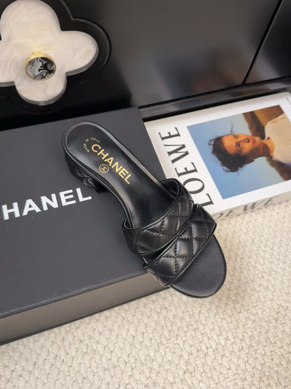 CC 25C Mule Sandal 45mm Open Heel Black Lambskin 233496