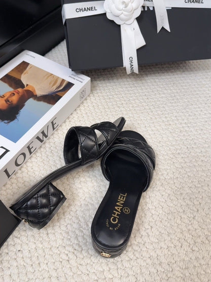 CC 25C Mule Sandal 45mm Open Heel Black Lambskin 233496