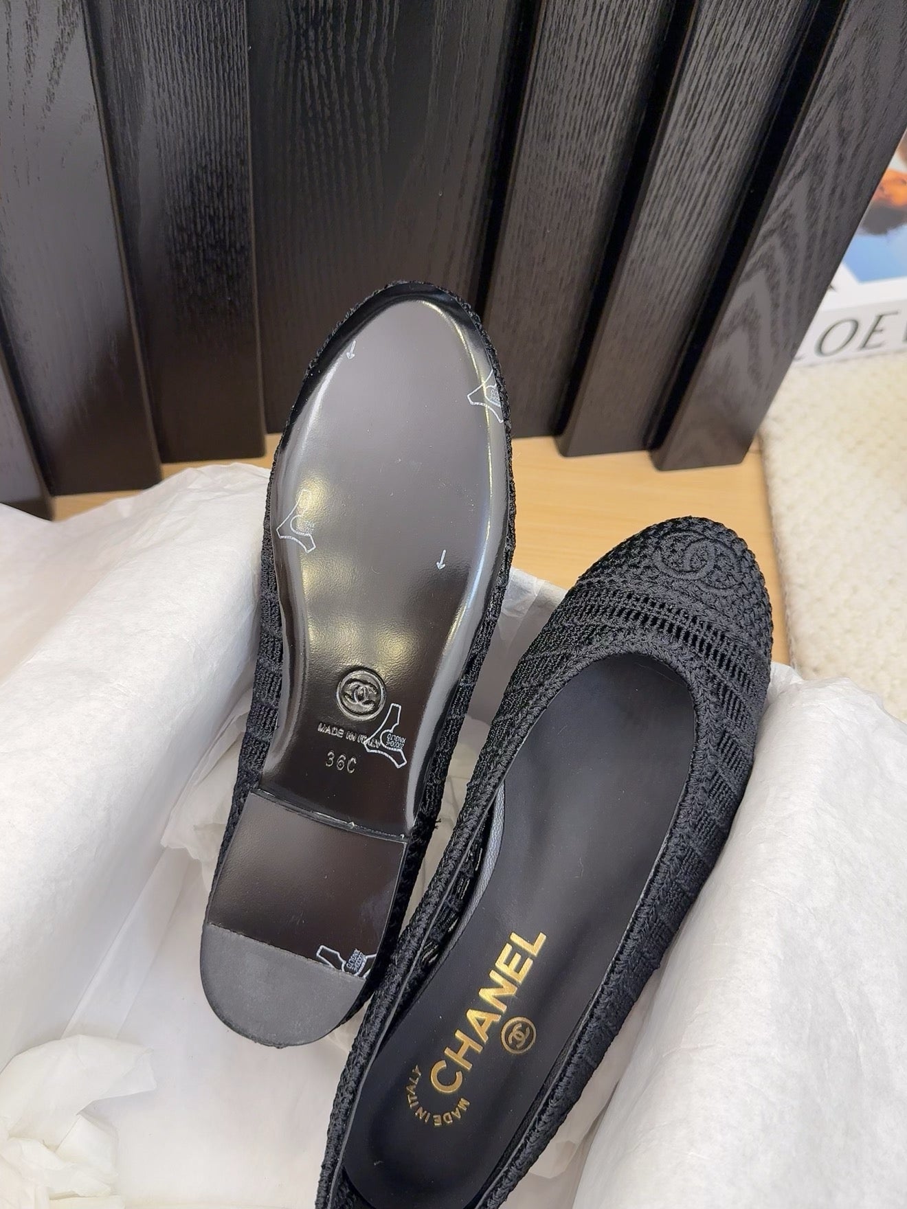 CC 25 Ballet Flat Black Raffia