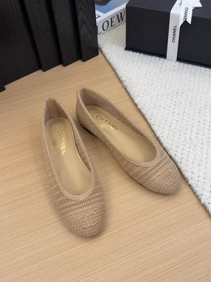 CC 25 Ballet Flat Beige Raffia