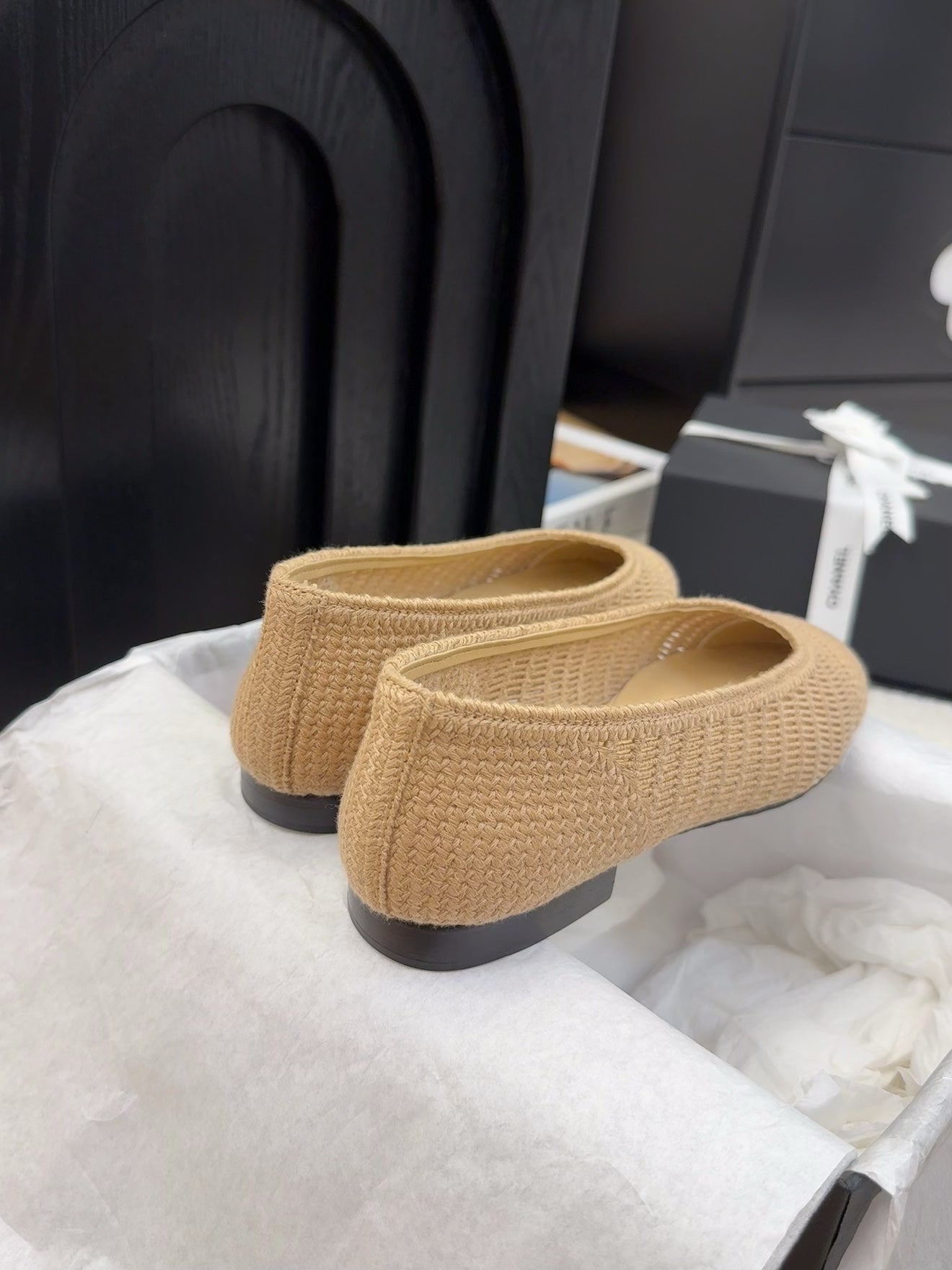 CC 25 Ballet Flat Beige Raffia