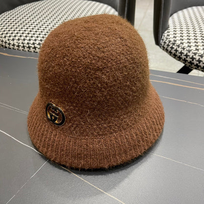 BUCKET HAT IN SYRUP BROWN WOOL PLUSH 399232