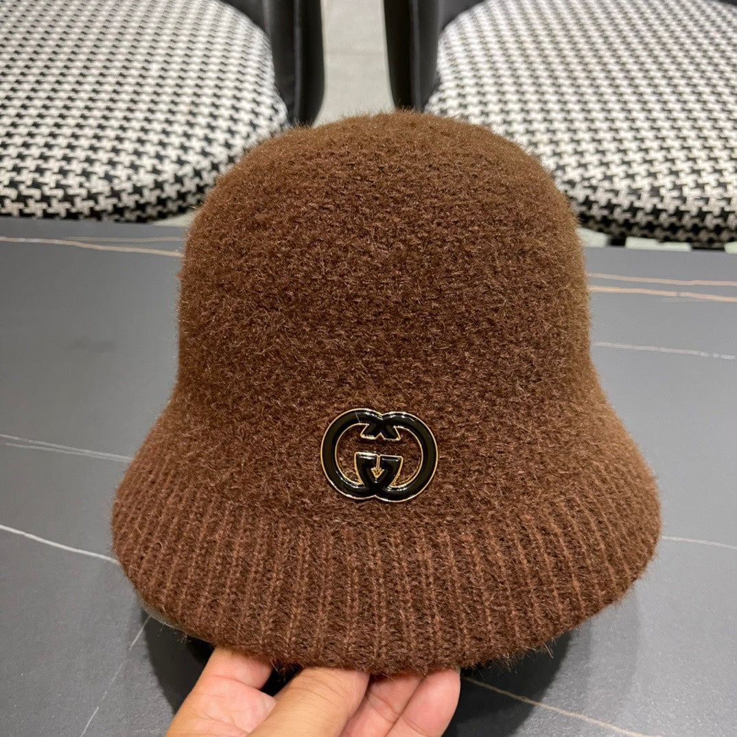BUCKET HAT IN SYRUP BROWN WOOL PLUSH 399232