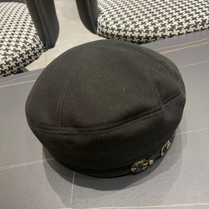 BERET HAT IN BLACK FABRIC 419385