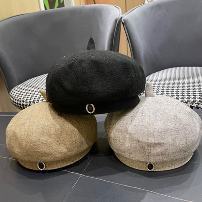 BERET HAT IN BEIGE FABRIC 420943