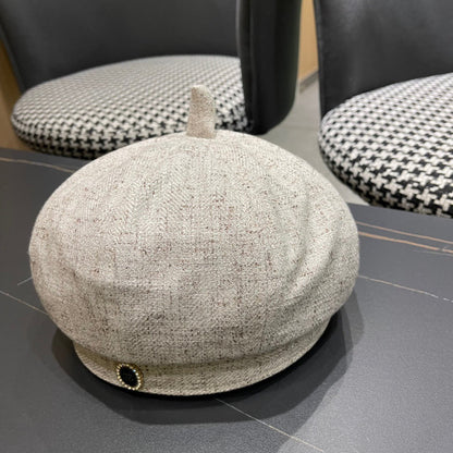 BERET HAT IN BEIGE FABRIC 420943
