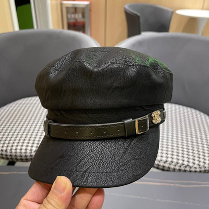 BAKER BOY CAP IN BLACK CALFSKIN 420946