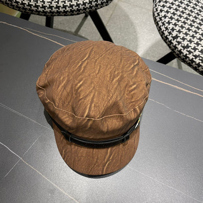 BAKER BOY CAP IN PECAN BROWN CALFSKIN 420947
