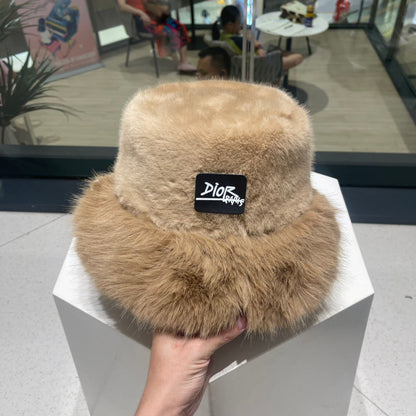 PLUSH FISHERMAN HAT IN CAMEL BEIGE RABBIT FUR 426097