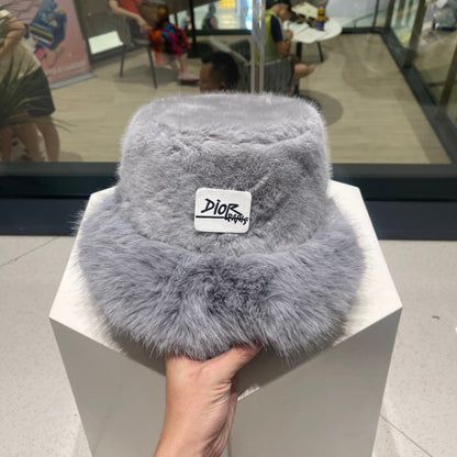 PLUSH FISHERMAN HAT IN GRAY RABBIT FUR 426098