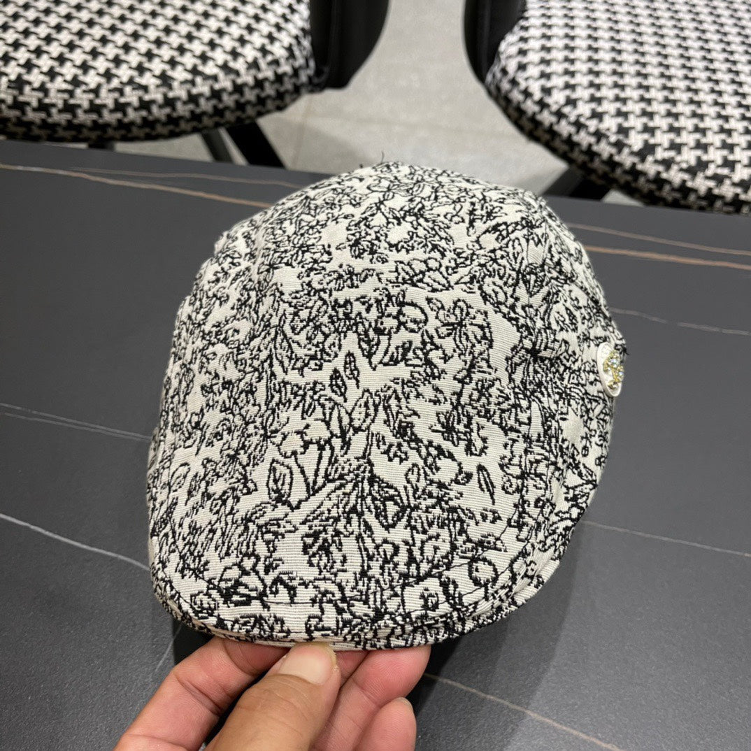 BAKER BOY CAP IN WHITE MIX BLACK FABRIC 431518