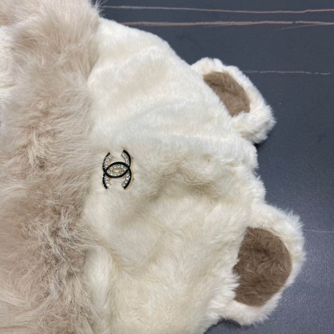 BEANIE HAT IN WHITE LINEN FLEECE AND WOOL 433165