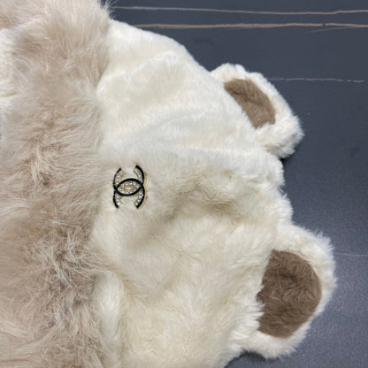 BEANIE HAT IN WHITE LINEN FLEECE AND WOOL 433165