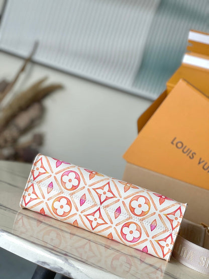 ONTHEGO EAST WEST 25 IN CORAL MONOGRAM TILES CANVAS