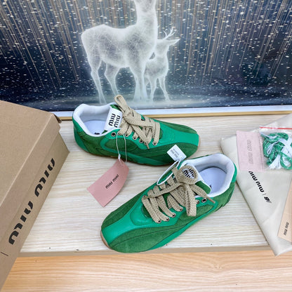 NB Pine Green And Sea Green Color Sneakers Cowhide