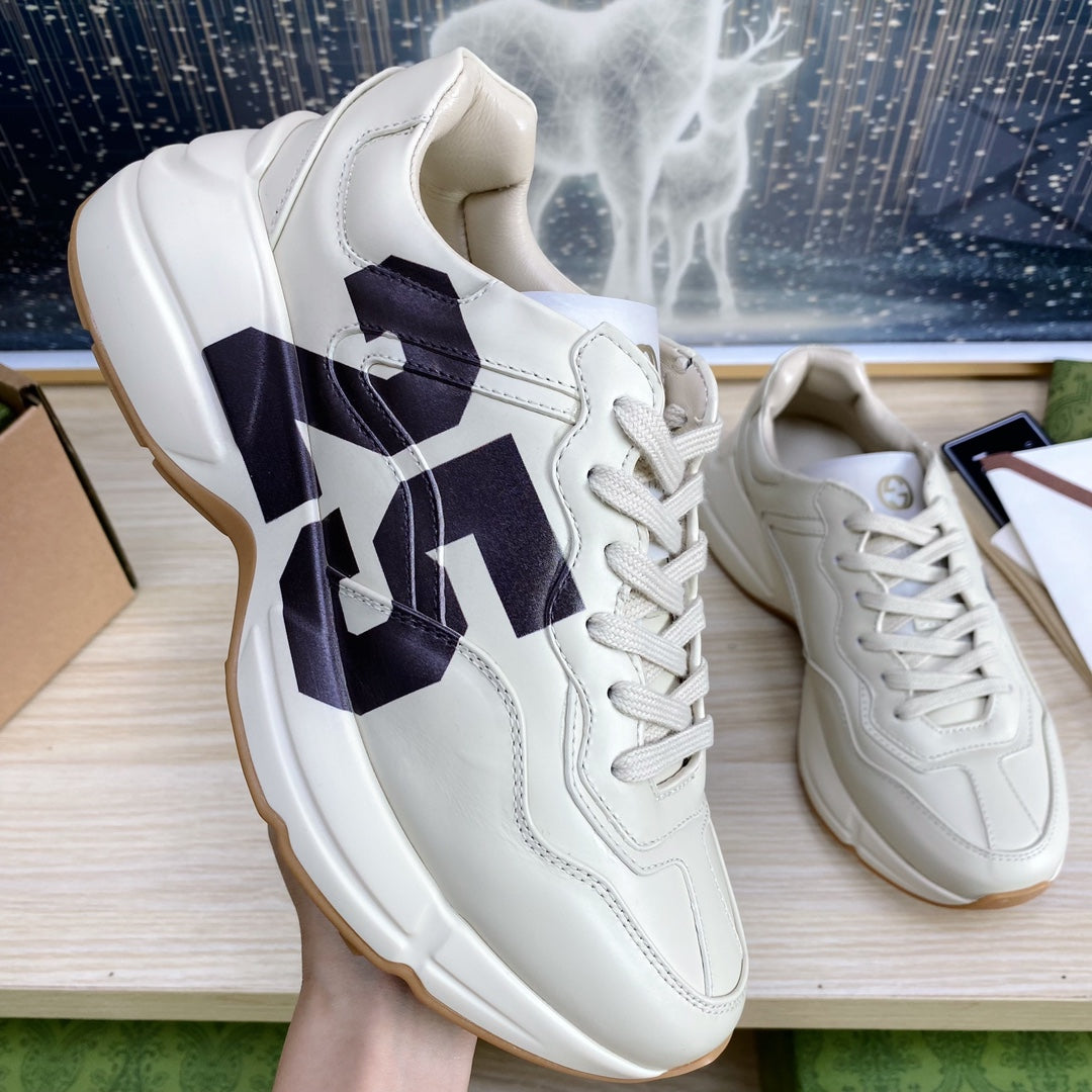 GG COUPLE TRAINER WHITE CALFSKIN WITH ICON 25