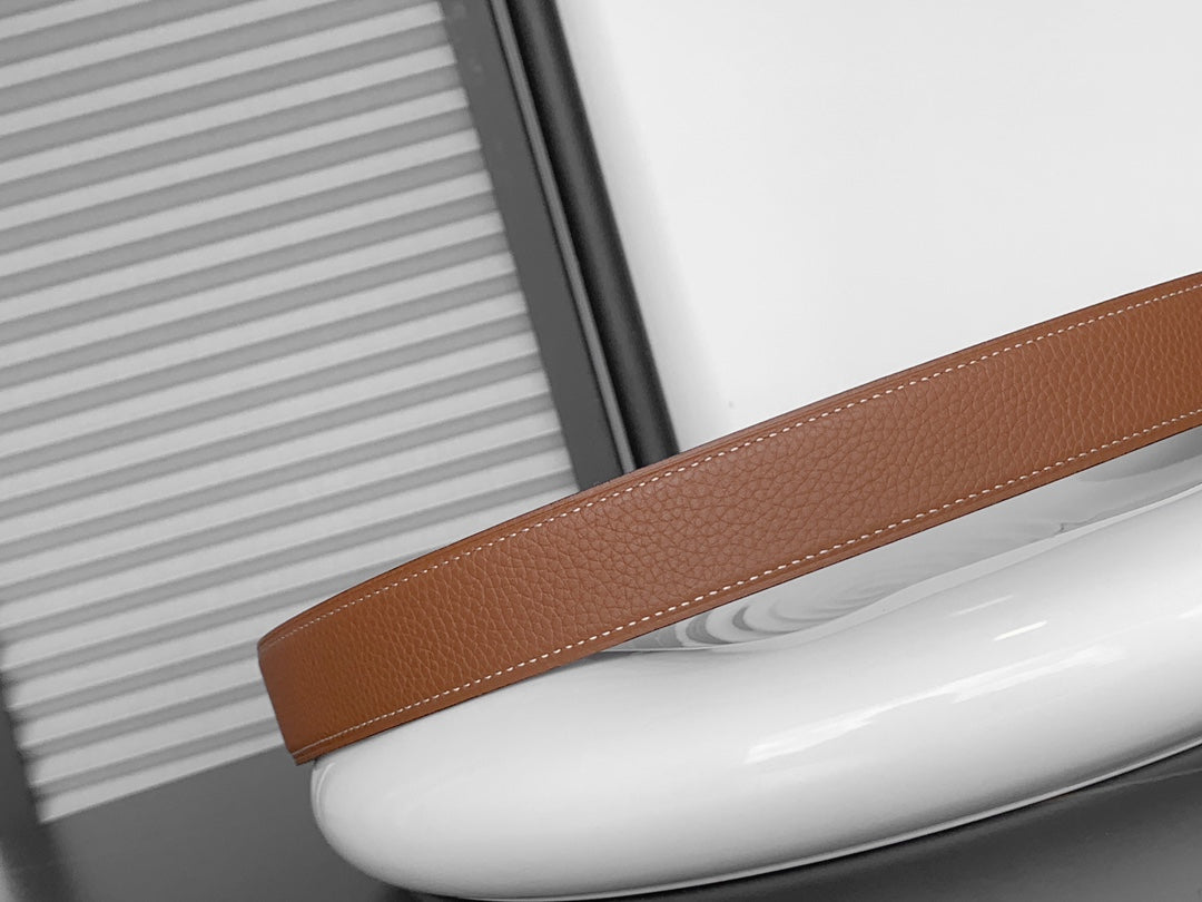 HM REVERSIBLE BLACK AND BRONZE BROWN LEATHER STRAP 32 MM SILVER HARDWARE