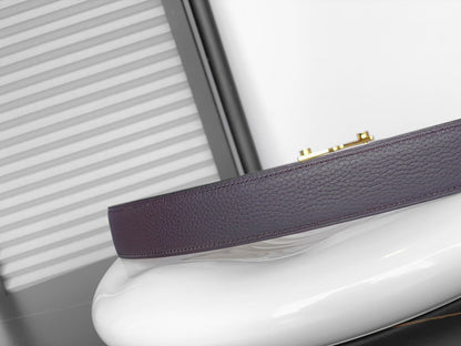 HM REVERSIBLE BLACK AND CHESTNUT BROWN LEATHER STRAP 32 MM GOLD HARDWARE