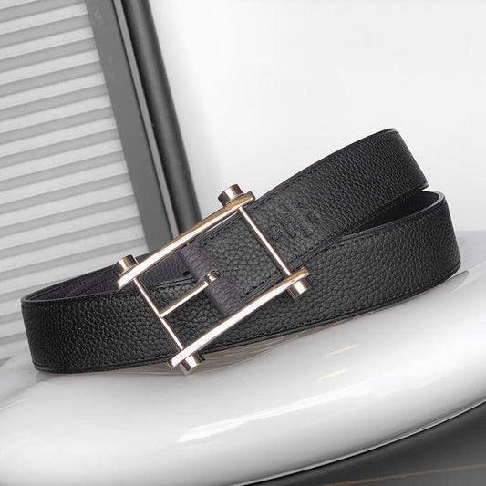 HM REVERSIBLE BLACK AND CHOCOLATE BROWN LEATHER STRAP 32 MM COPPER HARDWARE