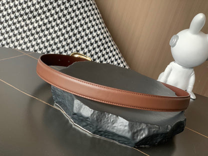 BELT 25MM MEDIUM WESTERN IN DARK BROWN CALFSKIN GOLD BUCKLE