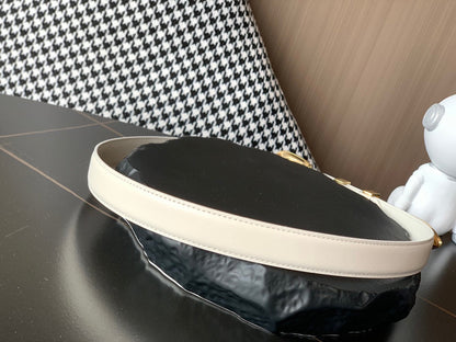 BELT 25MM MEDIUM WESTERN IN IVORY CALFSKIN GOLD BUCKLE