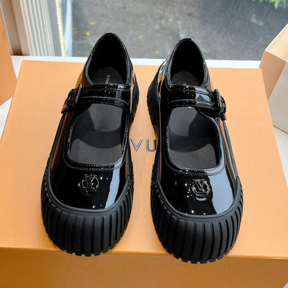 RUBY FLAT MARY JANE IN BLACK PATENT CALFSKIN