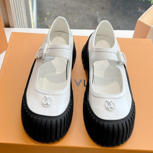 RUBY FLAT MARY JANE IN WHITE PATENT CALFSKIN