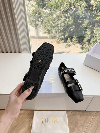 PUNK BALLET FLAT IN BLACK SUPPLE CALFSKIN