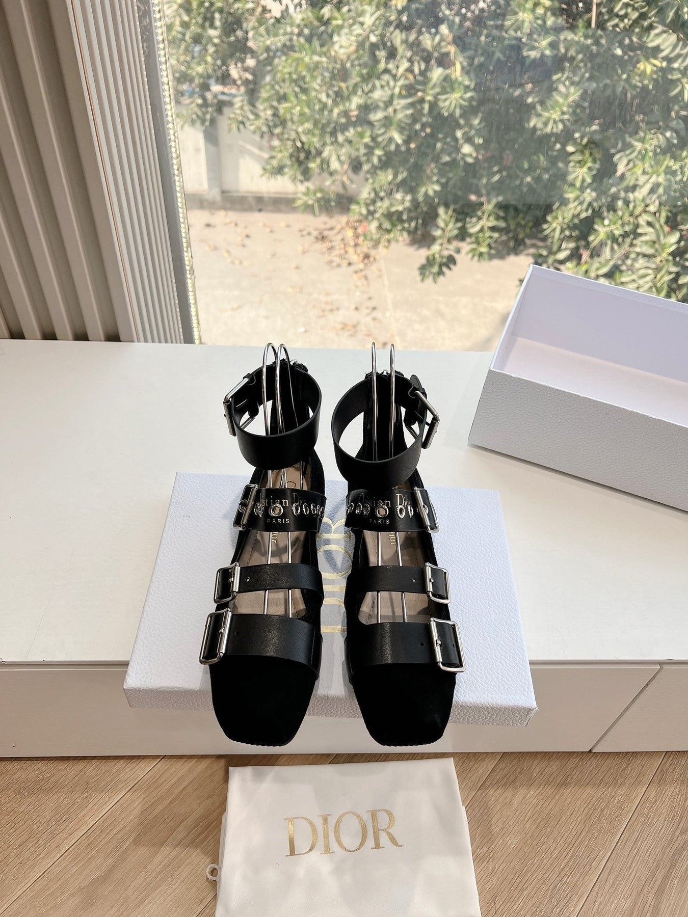 PUNK BALLET FLAT IN BLACK SUEDE AND CALFSKIN