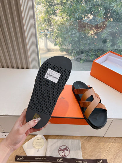 KAZIMIR SANDAL IN BRONZE BROWN CALFSKIN AND SUEDE