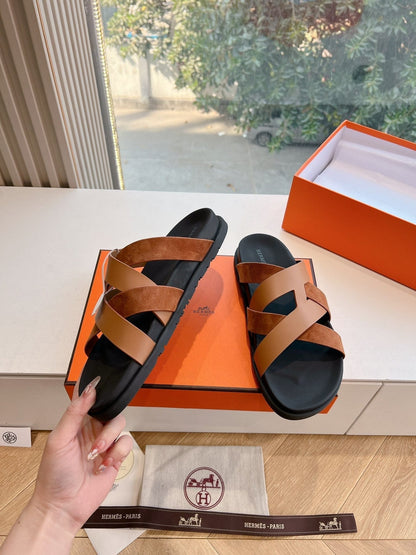 KAZIMIR SANDAL IN BRONZE BROWN CALFSKIN AND SUEDE