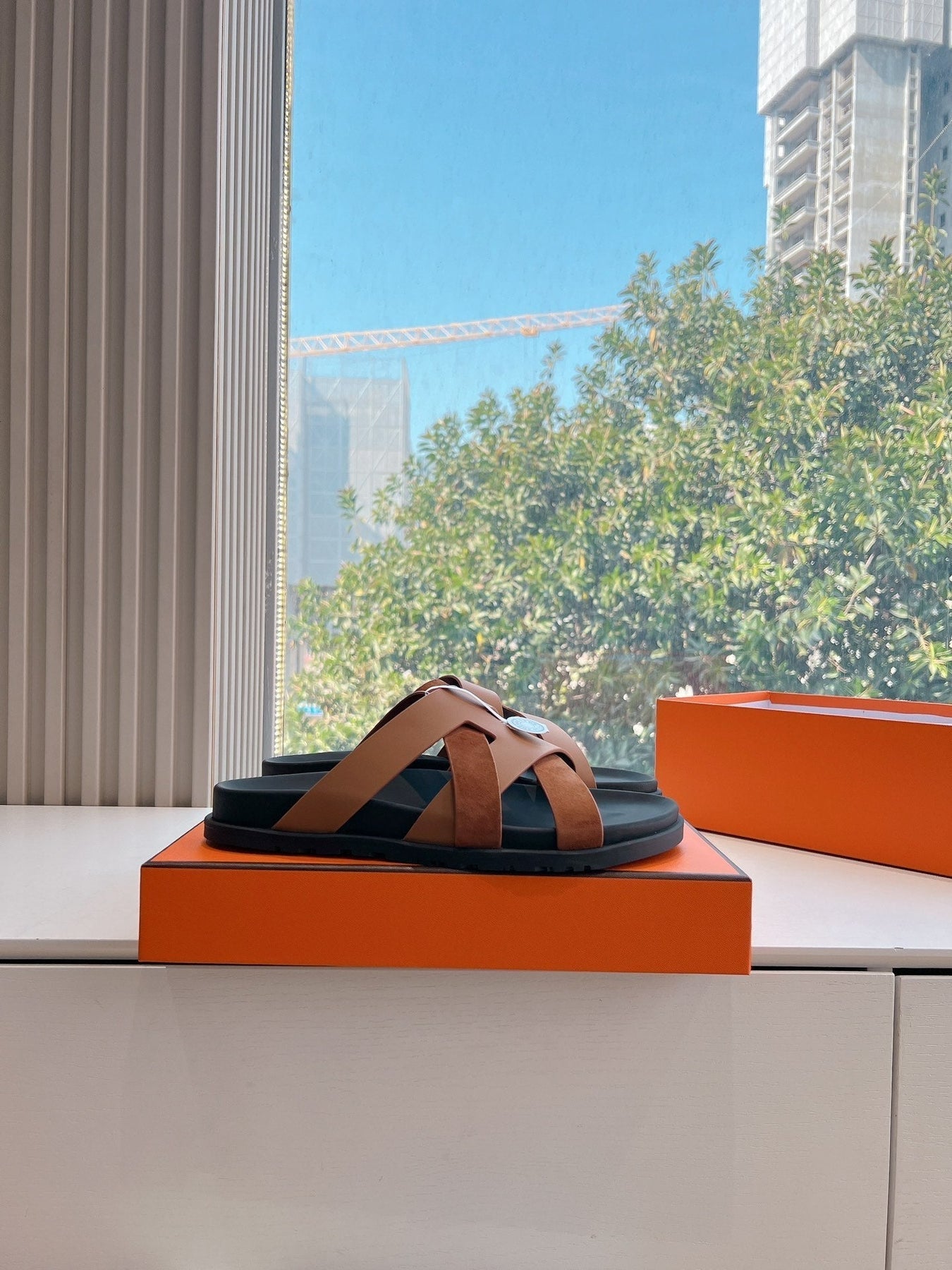 KAZIMIR SANDAL IN BRONZE BROWN CALFSKIN AND SUEDE