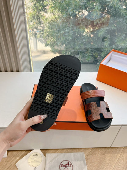 CHYPRE SANDAL IN PECAN BROWN LIZARD SKIN