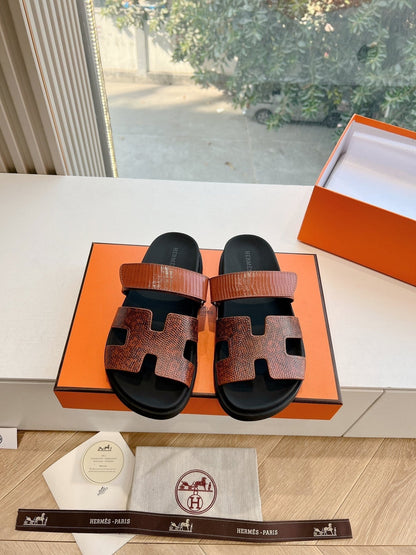 CHYPRE SANDAL IN PECAN BROWN LIZARD SKIN