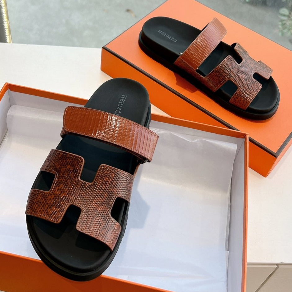 CHYPRE SANDAL IN PECAN BROWN LIZARD SKIN
