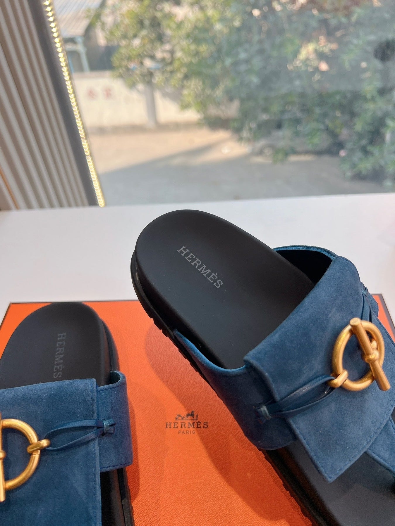 JOYCE SANDAL IN NAVY BLUE SUEDE