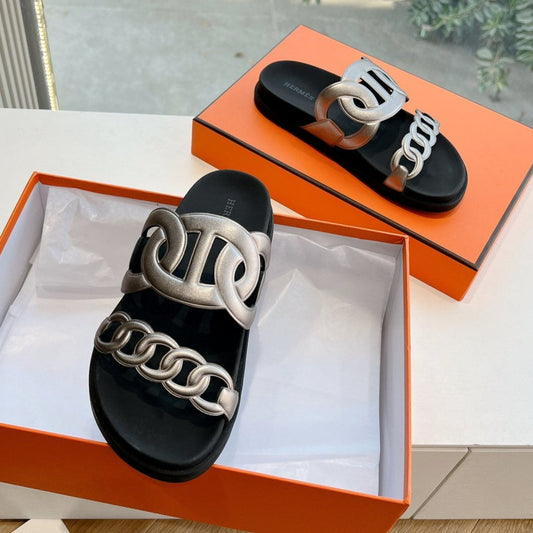 EXTRA SANDAL IN SILVER CALFSKIN