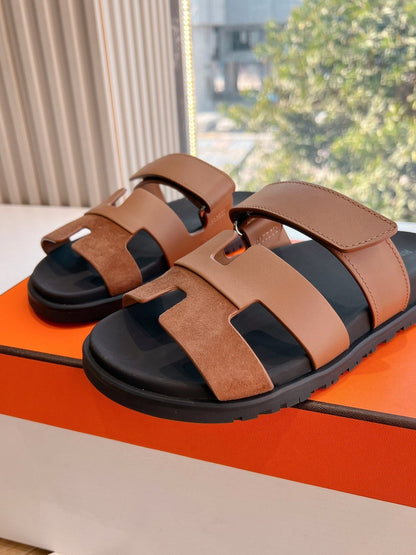 CHYPRE SANDAL IN BRONZE BROWN SUEDE AND CALFSKIN