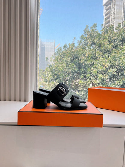 KUTE 60 SANDAL IN BLACK CALFSKIN