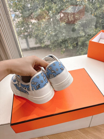 GET SNEAKER IN WHITE MIX CERULEAN BLUE MAXI CANVAS AND CALFSKIN