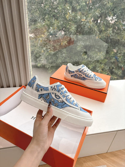 GET SNEAKER IN WHITE MIX CERULEAN BLUE MAXI CANVAS AND CALFSKIN