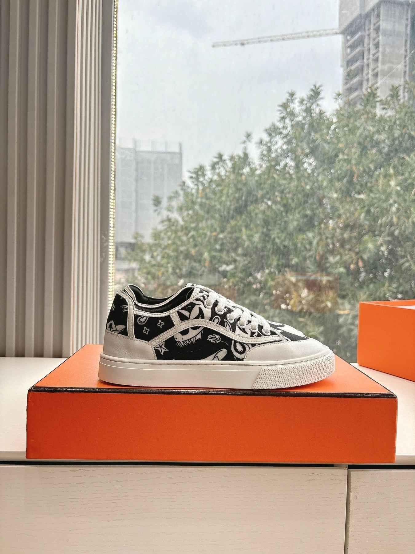 GET SNEAKER IN BLACK MIX WHITE MAXI CANVAS AND CALFSKIN