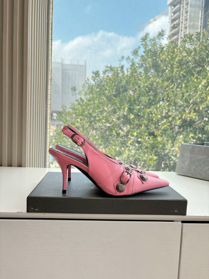 CAGOLE HIGH SLINGBACK IN BUBBLEGUM PINK GLOSSY CALFSKIN