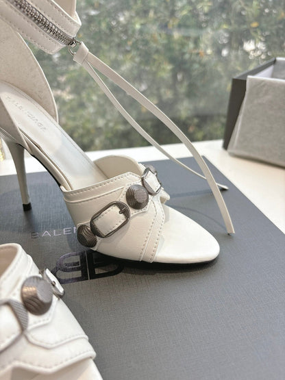 CAGOLE HIGH-HEEL SANDALS IN WHITE LAMBSKIN
