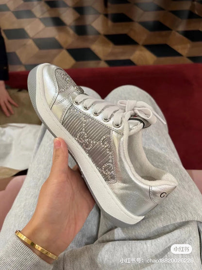GG SCREENER SNEAKER SILVER CALFSKIN UNIQUE