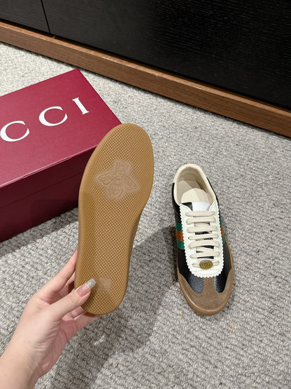 GG & ADIDAS SNEAKER BLACK AND BROWN CALFSKIN